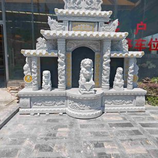 张家界芝麻白中国黑石材套墓 花岗岩墓碑